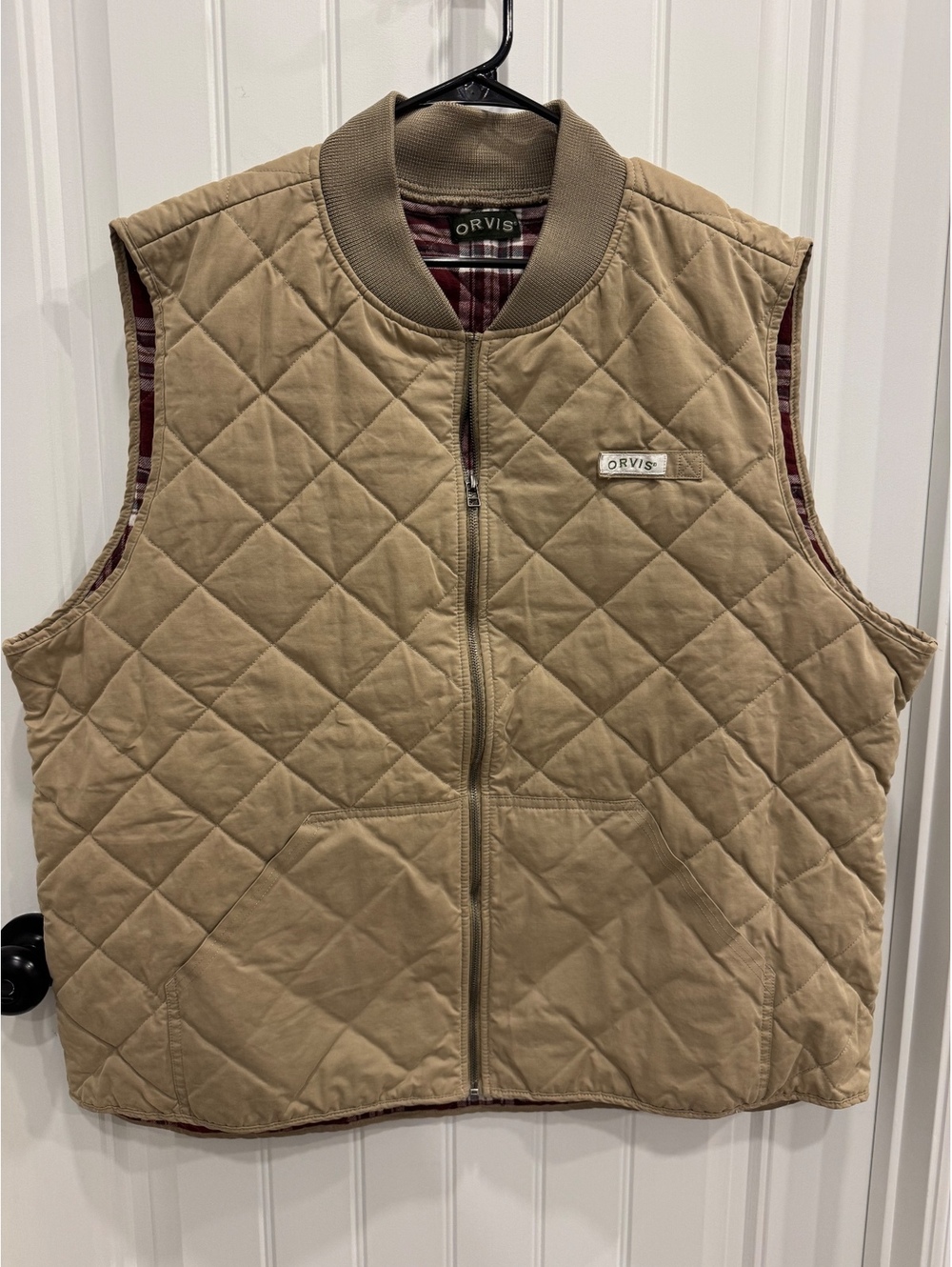 Orvis 3x Quilted Sleeveless Vest with Plaid Lining